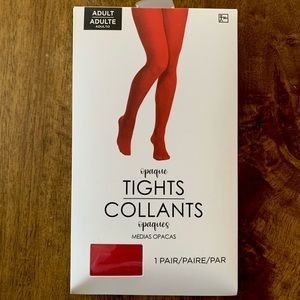 Red Opaque Tights, NWT